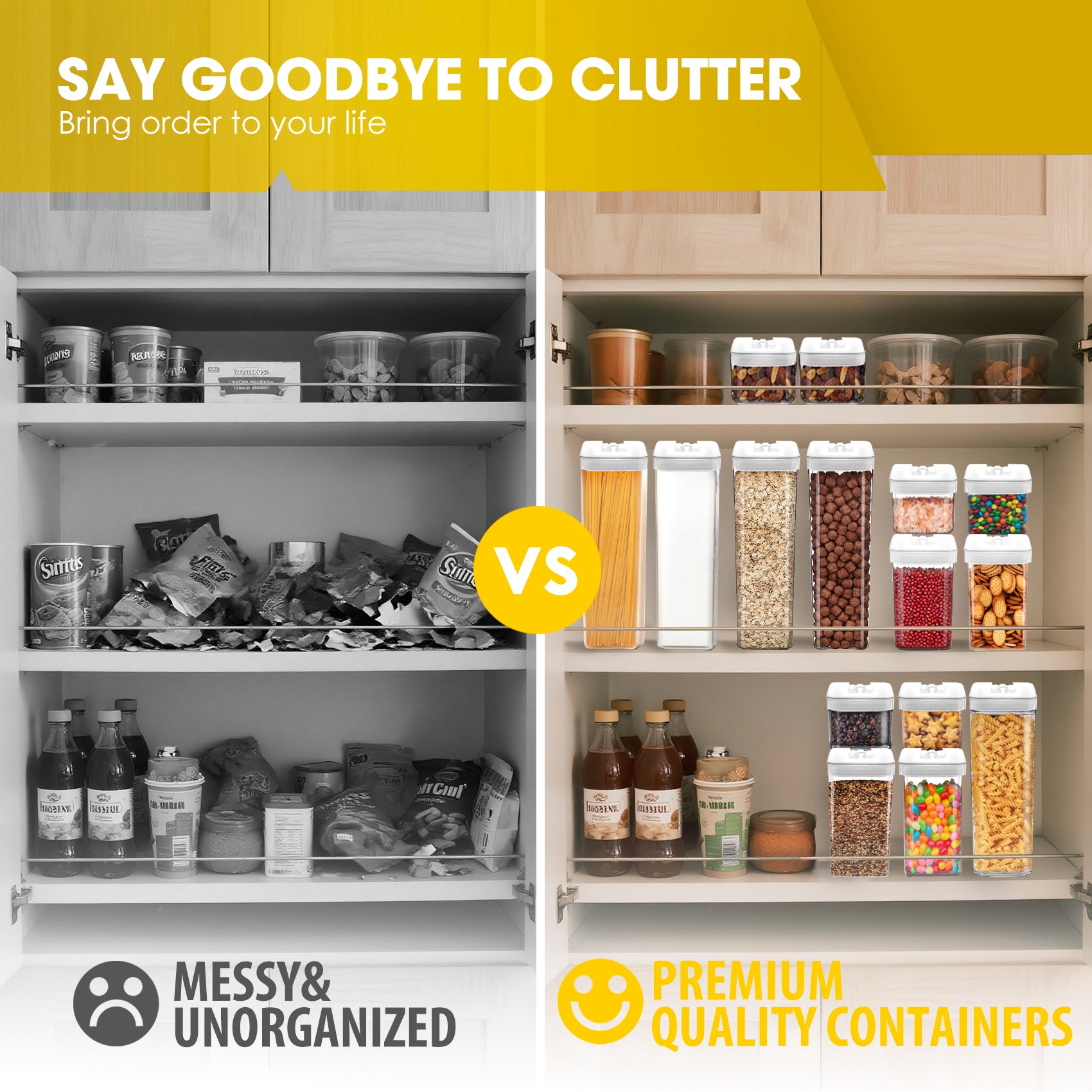 ByteStar Airtight Food Storage Containers Set—BPA-Free Stackable Kitchen Organizer